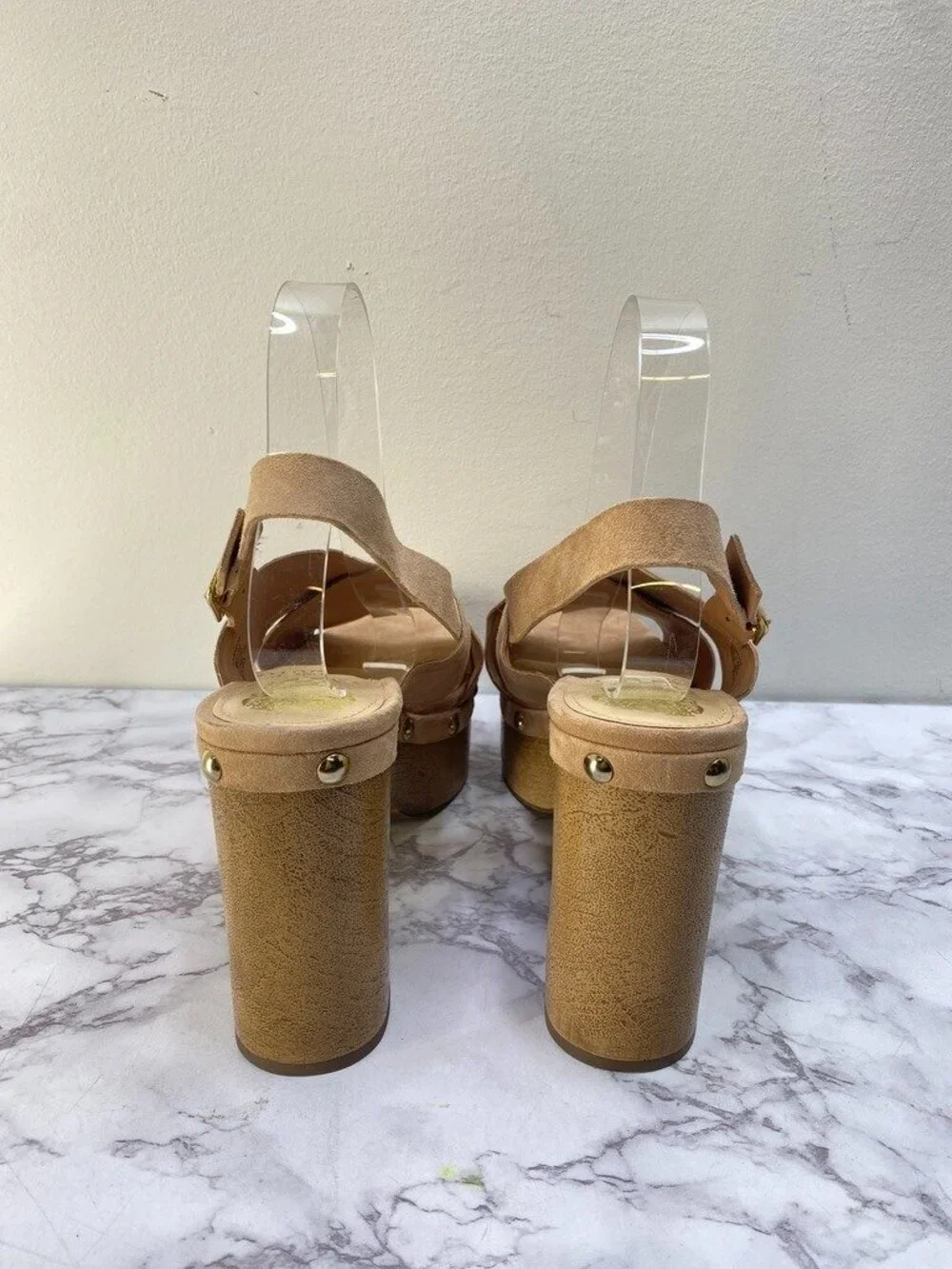 Vince Camuto Women's Tan Jenevya Platform Block Heel Sandals SZ 8.5 M